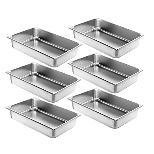 WantJoin Full Size Steam Table Pans 6Pack 4 Inch Deep Restaurant Steam Table Pans Commercial Hotel Pan Made of 201 Gauge Stainless Steel