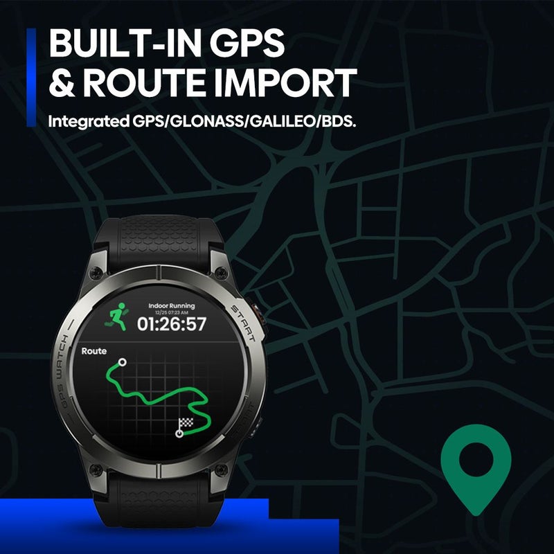 Zeblaze Stratos 3 Pro Smart Watch with GPS Navigation, Built-In Amoled Display, Bluetooth Phone Calls, Blue - Image 2