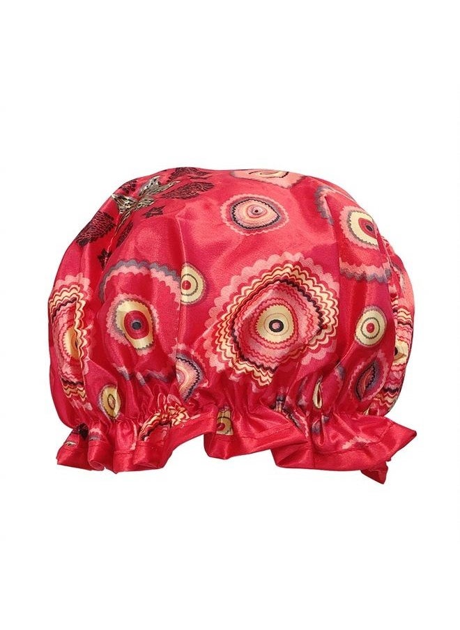 allydrew Reusable Women's Waterproof Shower Caps for Long Hair, Red Circle  - Image 1