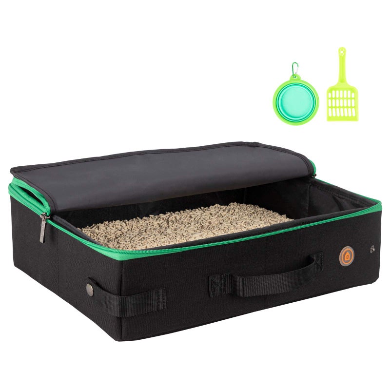 petisfam Portable Travel Litter Box for Cats with Lid to Contain Litter and Odor. Easy to Carry, Clean and Store. Easy for Car Travel, Hotle Stays, Flying with Cats - Image 1