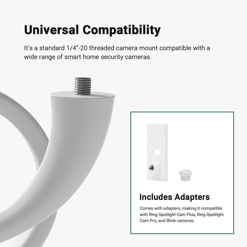 Holicfun Flexible Twist Mount for Indoor and Outdoor Security Cameras, Unversally Compatible with Ring, Blink, Eufy, Google Nest, Wyze, Arlo, Simplisafe and Other Cameras - White - Image 3