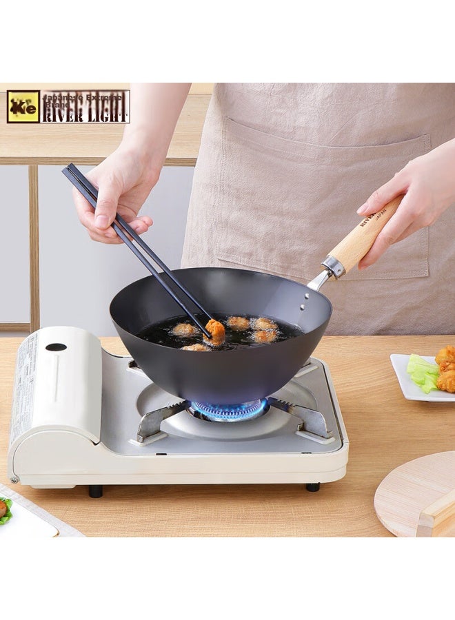 River Light Premium Uncoated Cast Iron Wok, Non-stick Stir-fry Pan, Rust-resistant Mini Multi-functional Single-person Asian Pan - Image 4