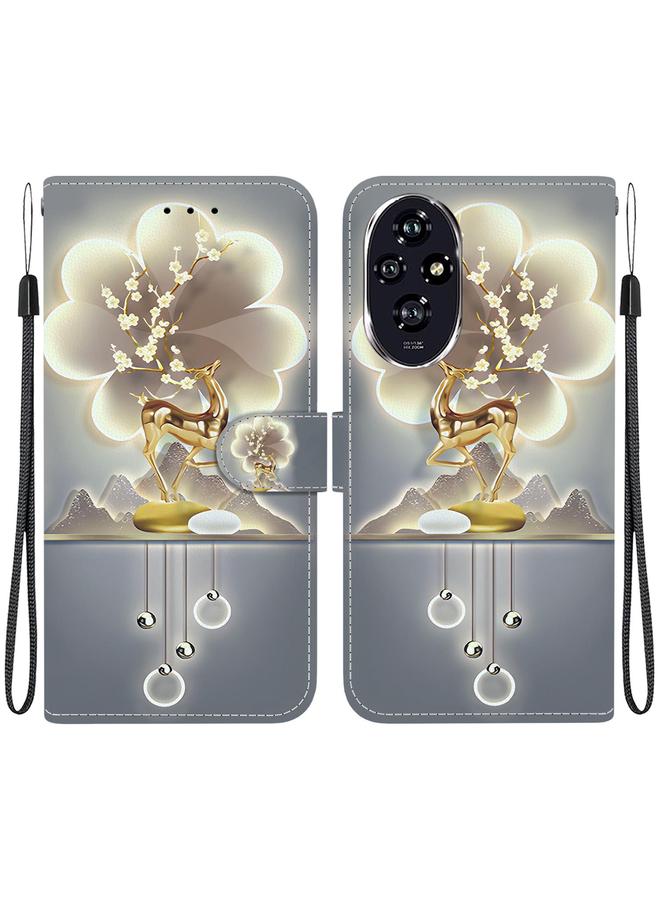 اس-توب جراب هاتف جلدي برسومات ملونة وملمس كريستالي لهاتف Honor 200 5G - Image 1