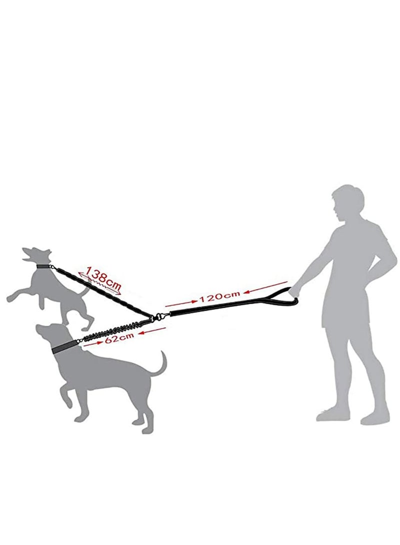 Zikra Double Dog Lead, Dual Leash Coupler Splitter No Tangle with Comfortable Padded Handles for Training & Walking 2 Dogs, Reflective Adjustable Dog Leads - Image 2