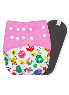 BEMBIKA Baby'S Polyester Washable Reusable Adjustable Cloth Diapers With 5 Layer Bamboo Charcoal Insert (Pink Doodle)  - Image 2