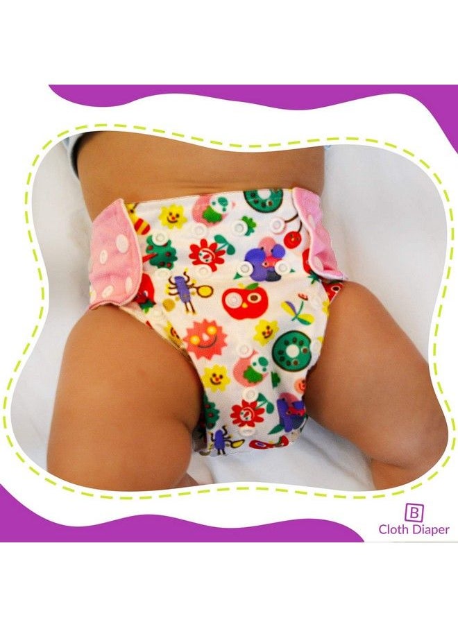 BEMBIKA - Baby'S Polyester Washable Reusable Adjustable Cloth Diapers With 5 Layer Bamboo Charcoal Insert (Pink Doodle) - Image 1