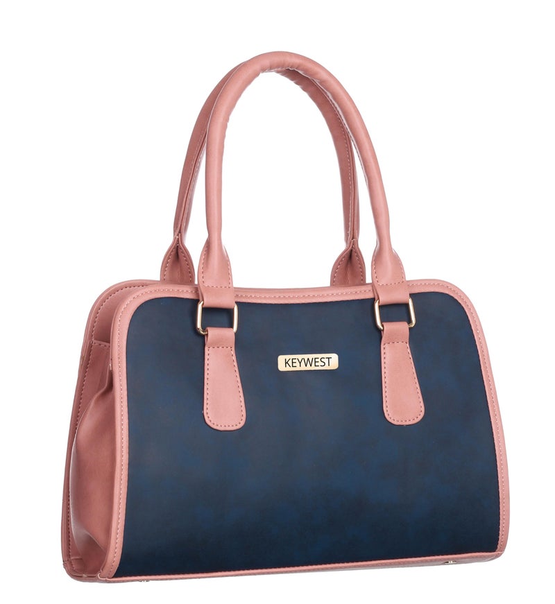 Keywest Women's Laurent Satchel Tote Handbag for Women | Ladies purse | Stylish Shoulder Bag | Gift For Woman | Blue || Pink - Image 1