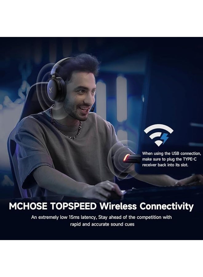 MCHOSE V9 Pro Gaming Headset Bluetooth Headset Wireless Headset Headset with Microphone 7.1 Surround Sound Quad-Mode Wireless Connectivity 250-Hour Battery Life Compatible with PS5 / Mobile Phones / PC - Image 5