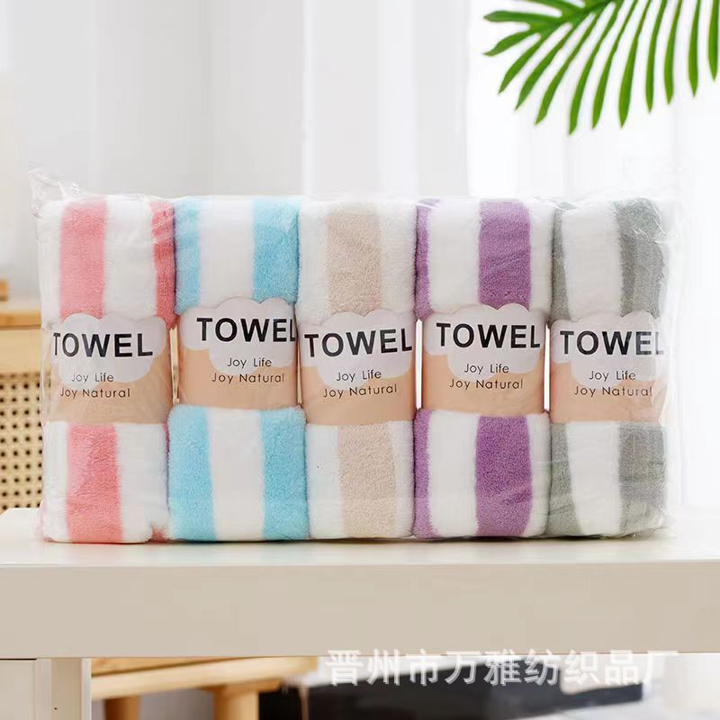Coral Fleece Towel Five-Pack Towel Thickened Soft Absorbent Adult Children Quick-Drying Face Towel - Image 3