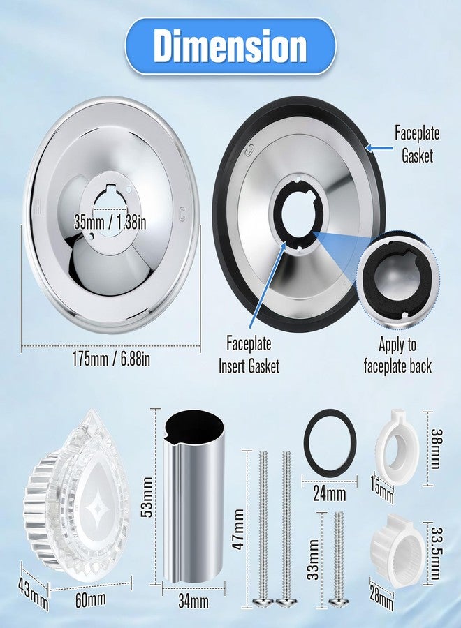 Enhon Tub and Shower Trim Kit, Compatible with Moen/Posi-Temp 2510 2520 2570 2590 Single Handle Tub/Shower Valve, Escutcheon Screws Tube and Handle (Chrome) - Image 2