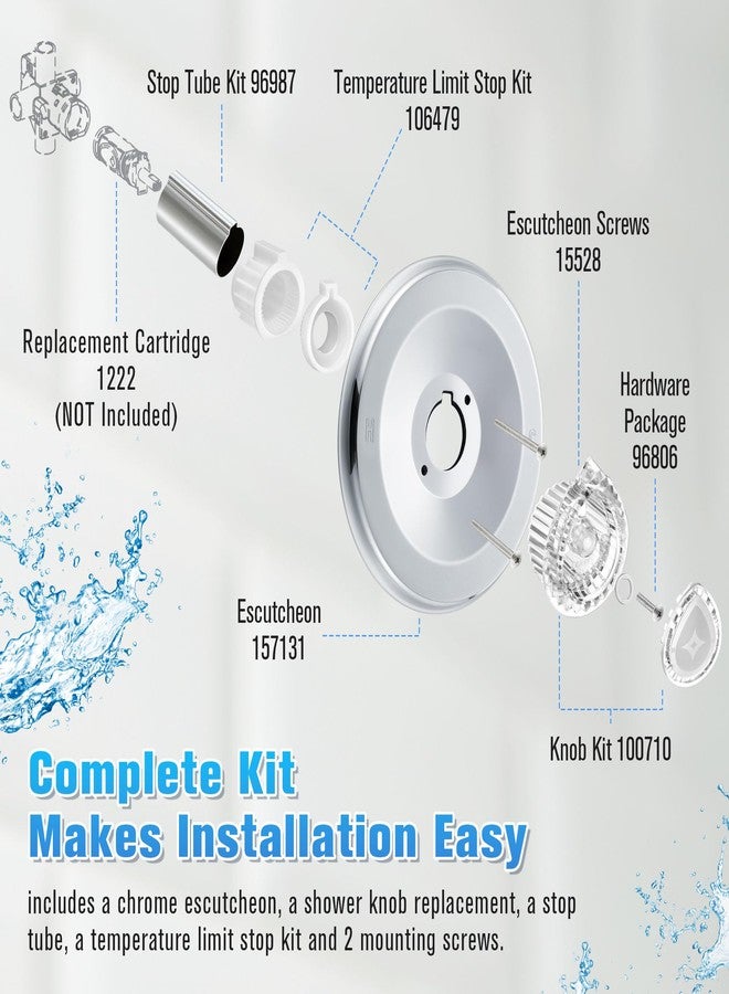 Enhon Tub and Shower Trim Kit, Compatible with Moen/Posi-Temp 2510 2520 2570 2590 Single Handle Tub/Shower Valve, Escutcheon Screws Tube and Handle (Chrome) - Image 5
