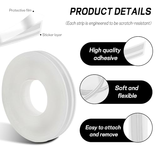 ongfuwu 2 Rolls×32Ft Car Pinstriping Tape, Vinyl Automotive Pinstriping Tape Stripe Decal, DIY Car Body Side Stripes Trim Sticker, Universal for Motorcycle Door Home Musical Instrument(White) - Image 3