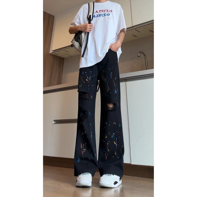 Unisex Classic Denim Jeans Loose Fit Daily Outdoor Wear - Image 1