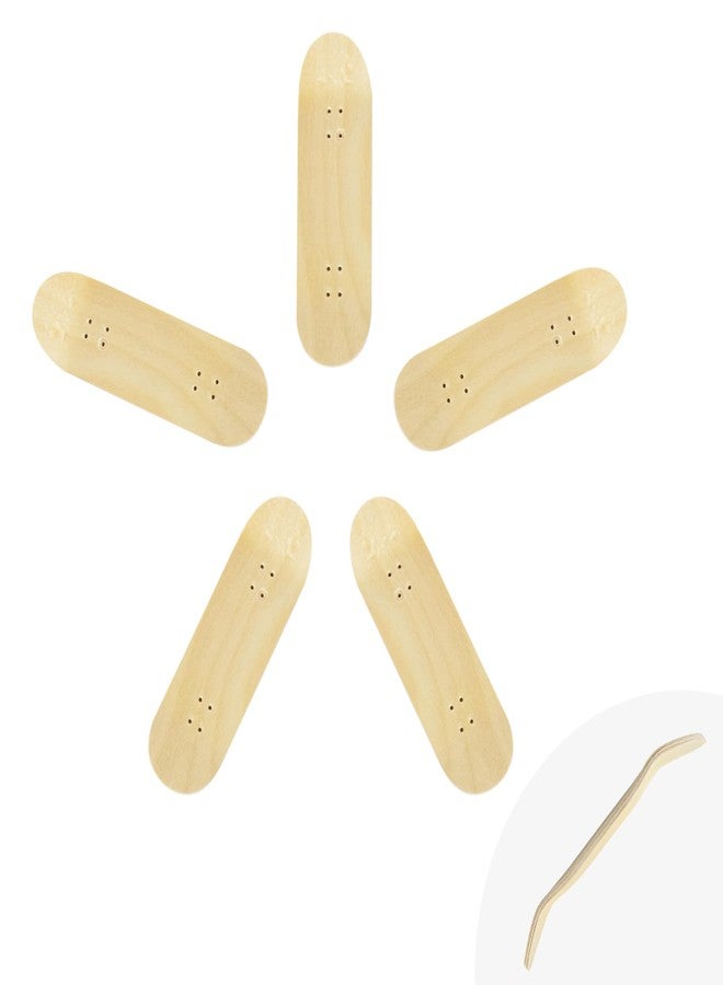 Foycow DIY Series Wooden Finger Skateboard, 5 PCS Unbranded Teak Fingerboards Design Your Style, 30mm x 100mm Handmade Wooden Fingerboard Decks - Image 1