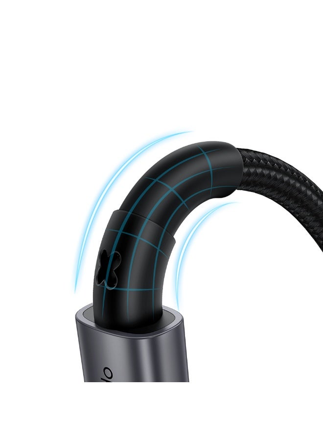 مكدودو كابل من النوع C إلى النوع C CA-313 Prism Series، بطول 1 متر، شحن سريع PD بقوة 65 وات، تتبع بيانات بسرعة 480 ميجابت في الثانية، تصميم متين مقاوم للانحناء مع تبديد سريع للحرارة وجسم من سبائك الألومنيوم، أداء مستقر وآمن - أسود - Image 3