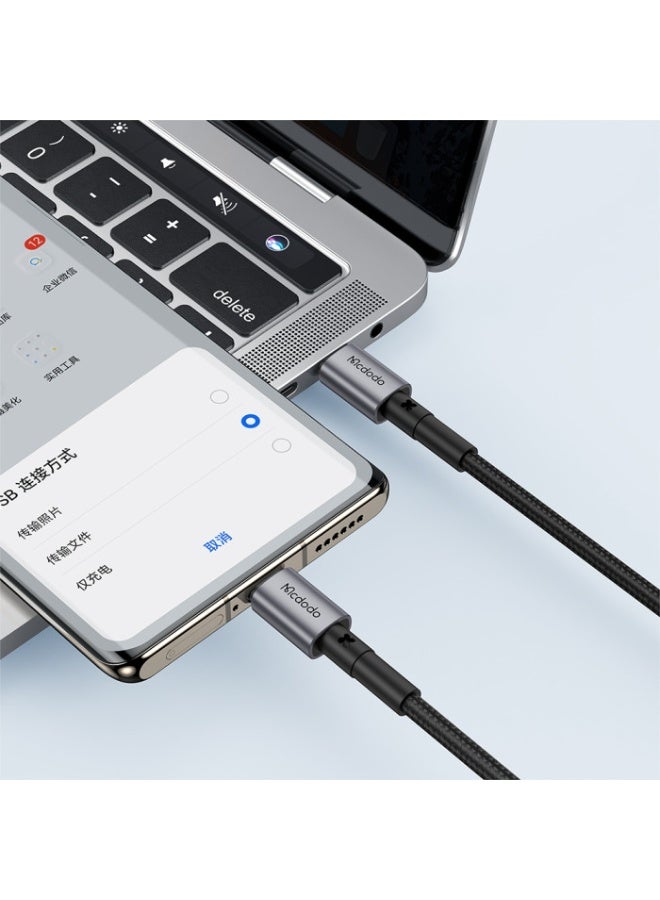 مكدودو كابل من النوع C إلى النوع C CA-313 Prism Series، بطول 1 متر، شحن سريع PD بقوة 65 وات، تتبع بيانات بسرعة 480 ميجابت في الثانية، تصميم متين مقاوم للانحناء مع تبديد سريع للحرارة وجسم من سبائك الألومنيوم، أداء مستقر وآمن - أسود - Image 5