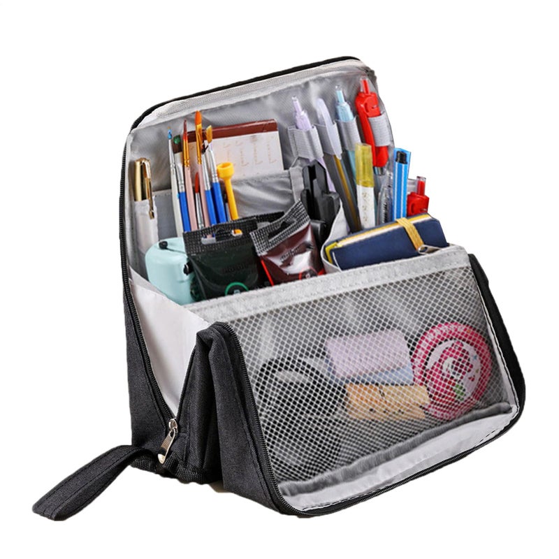 Large Vertical Waterproof Makeup Bag Black Cosmetic Organizer For Brushes Skincare Cosmetics - Image 2