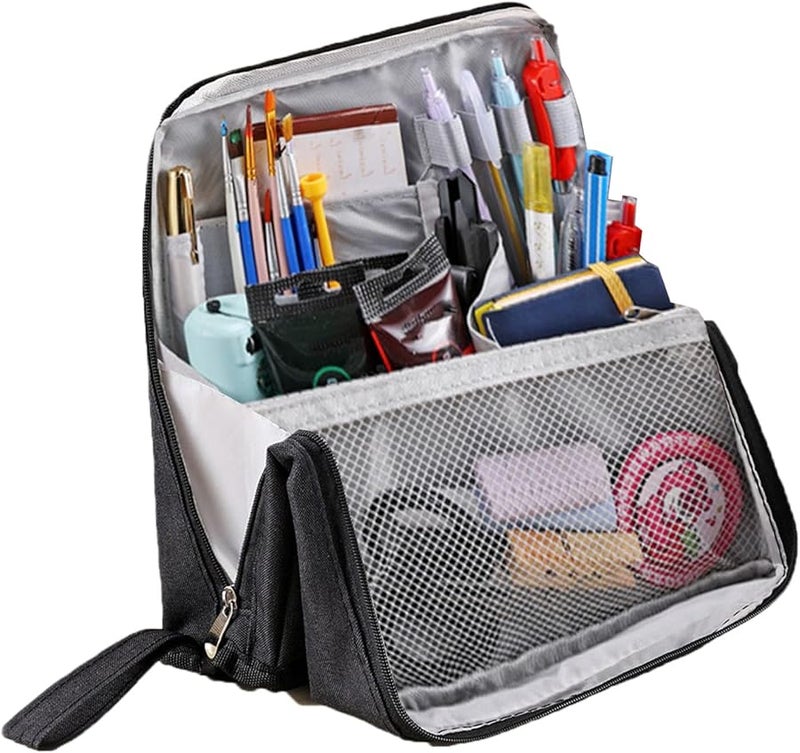 Large Vertical Waterproof Makeup Bag Black Cosmetic Organizer For Brushes Skincare Cosmetics - Image 1