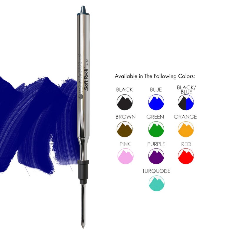 Monteverde USA Soft Ballpoint Pen Refills to Fit Lamy Ballpoint Pens, Blue/Black Ink, Medium Point, Versatile Writing, 2 Pack - Image 4