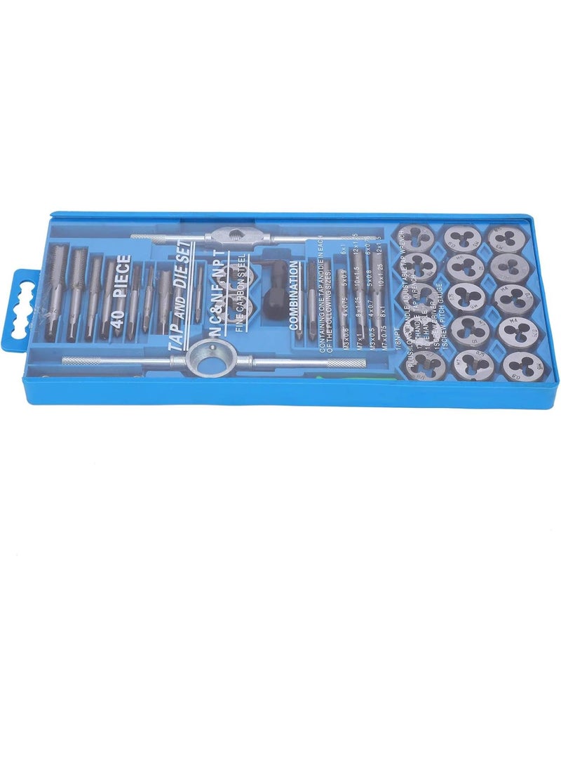 GGOOT 40pcs Metric Tap and Die Set Milling Carbon Steel Hand Threading Tool Hardware Supplies - Image 1