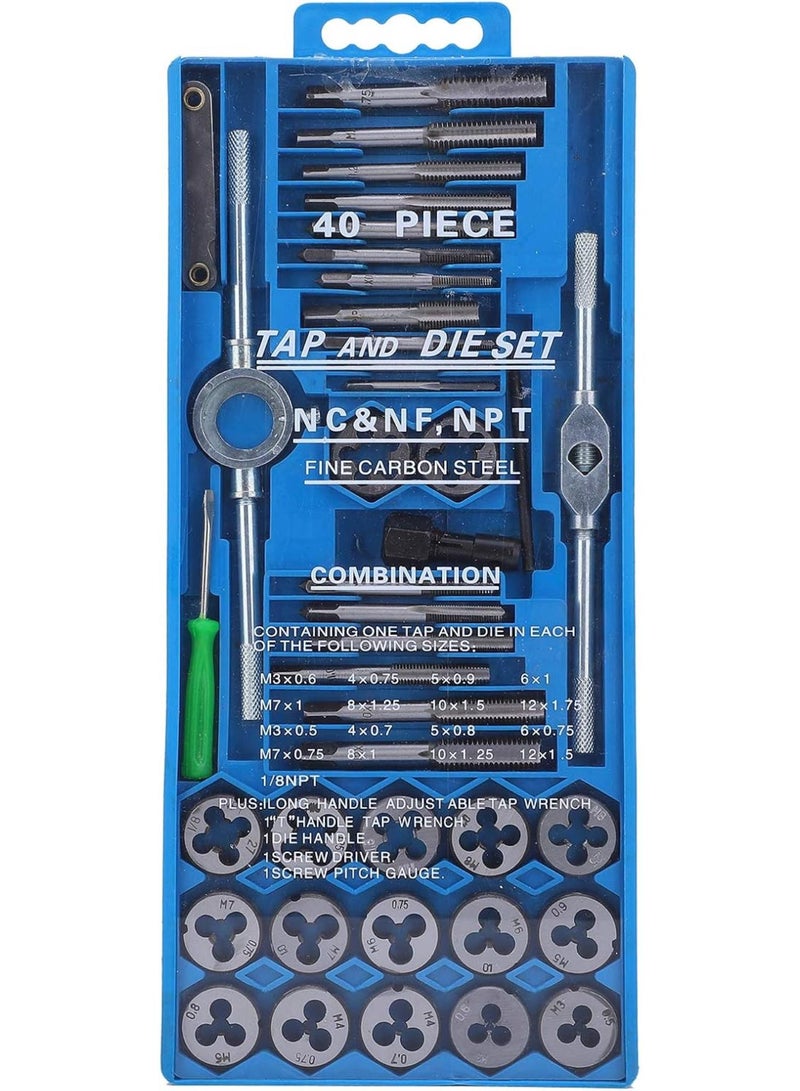 GGOOT 40pcs Metric Tap and Die Set Milling Carbon Steel Hand Threading Tool Hardware Supplies - Image 4