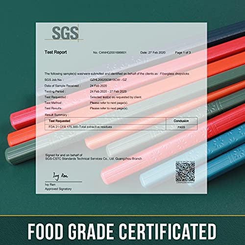 GLAMFIELDS Chopsticks, GLAMFIELDS 5 Pairs Premium Reusable Multicolour Chopsticks for Sushi Japanese Matte Anti-slip Chop Sticks with Gift Case Lightweight Dishwasher Safe, 9.6 Inch - Image 2