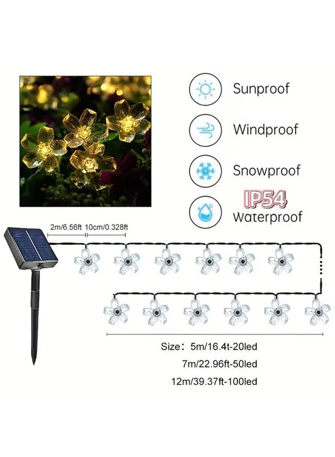 أضواء السلسلة الشمسية من كرز الويستاريا الدافئة 5 متر 20 لمبة لتزيين الداخل والخارج - Image 4