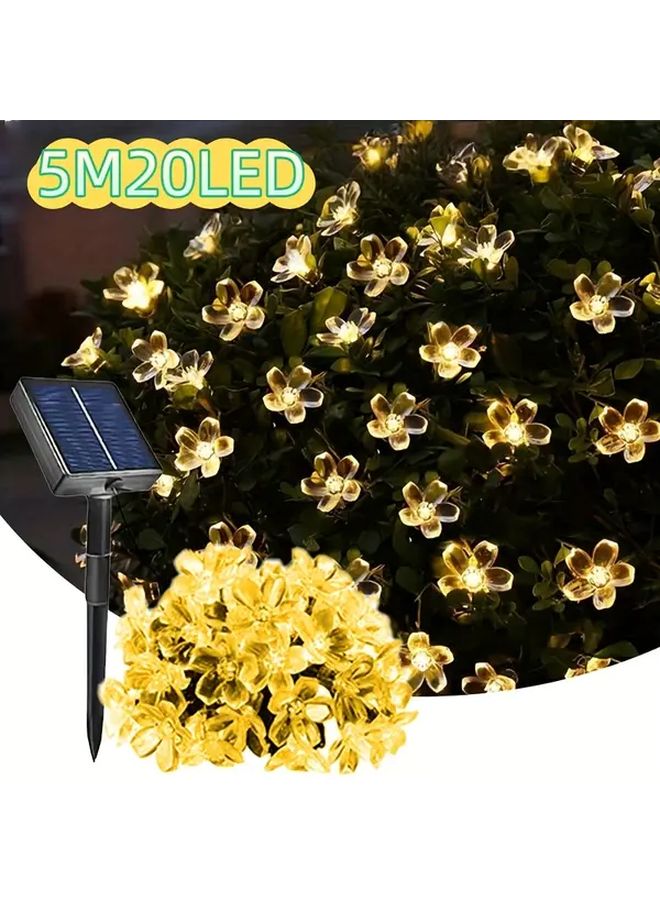 أضواء السلسلة الشمسية من كرز الويستاريا الدافئة 5 متر 20 لمبة لتزيين الداخل والخارج - Image 1