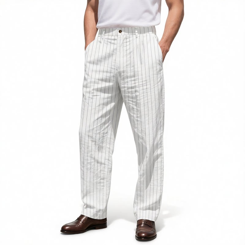 Men's Casual Striped Straight Leg Pants Summer Loose Fit Trousers - Image 5