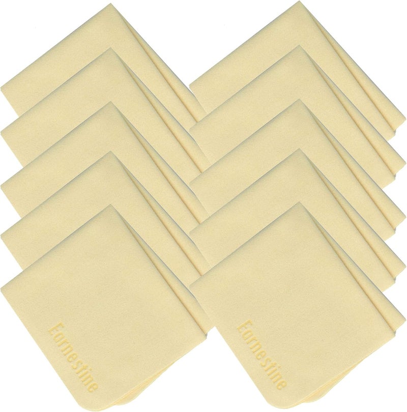Earnestine 10 عبوة 6" × 7" قماش تنظيف نظارات ميكروفايبر سميك ممتاز للنظارات، آمن بدون نزيف لون، قماش نظارات ناعم من الميكروفايبر، قماش عدسات خالي من الوبر - Image 1