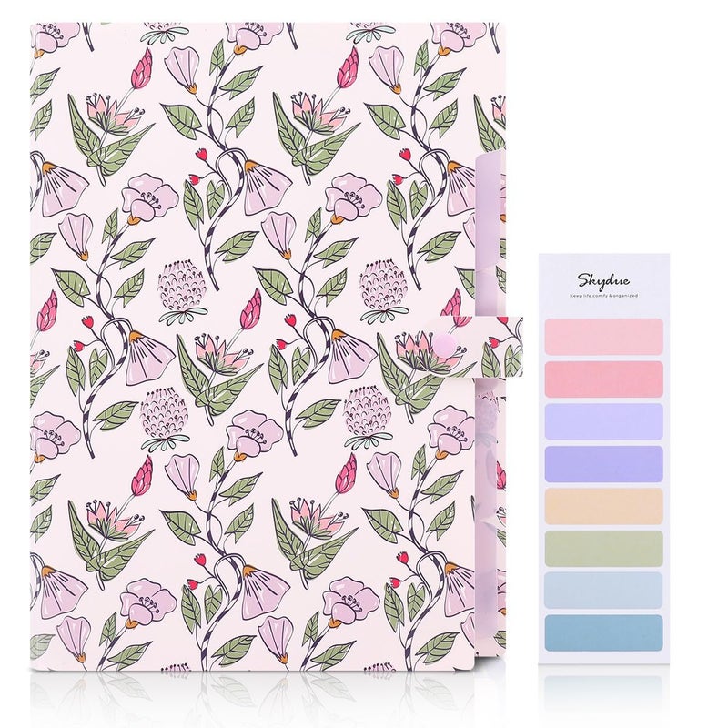 SKYDUE Accordion File Organizer, Floral Expanding File Folders with 5 Pockets, Cute Document Organizer for Paper Bills Receipt Storage, School Office & Hospital Supplies Letter/A4 Size Light Purple - Image 2