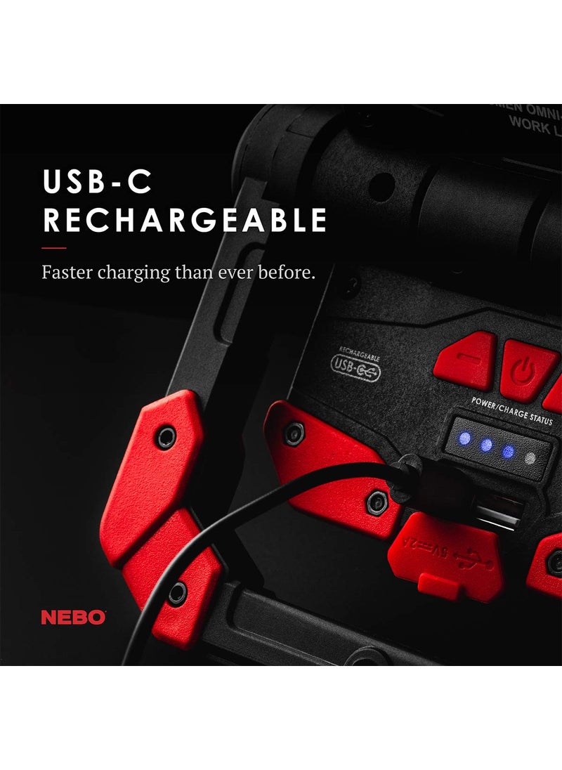 NEBO NEBO OMNI 2K Work Light: 2000 Lumen OMNI-Directional Rechargeable Portable Magnetic COB LED Flashlight USB Power Bank Six Light Modes  - Image 5