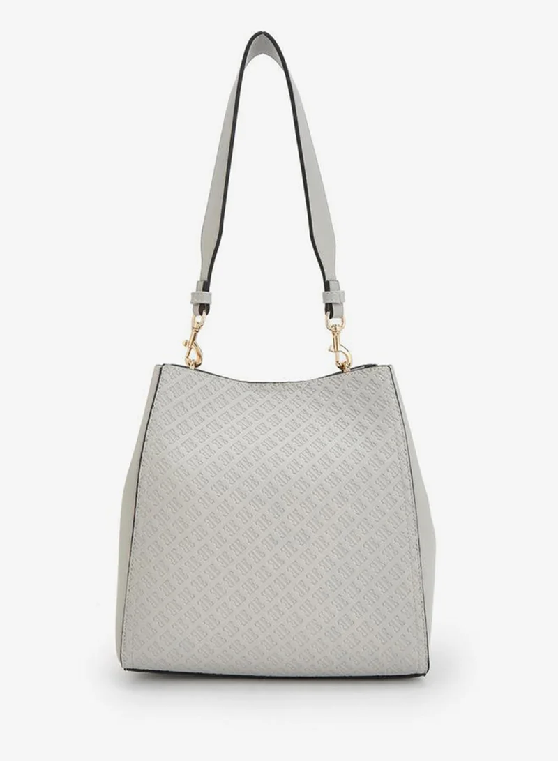 ايل Monogram Embossed Shoulder Bag With Metallic Accent