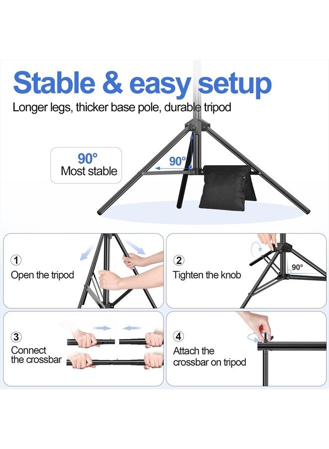 EMART Emart Backdrop Stand 10x7ft(WxH) Photo Studio Adjustable Background Stand Support Kit with 2 Crossbars, 8 Backdrop Clamps, 2 Sandbags and Carrying Bag for Parties Wedding Events Decoration - Image 5