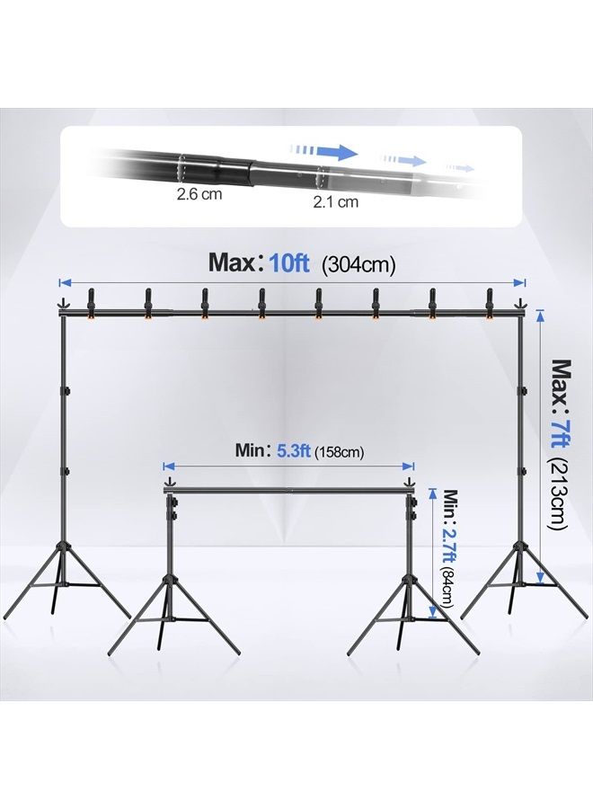 EMART Emart Backdrop Stand 10x7ft(WxH) Photo Studio Adjustable Background Stand Support Kit with 2 Crossbars, 8 Backdrop Clamps, 2 Sandbags and Carrying Bag for Parties Wedding Events Decoration - Image 2