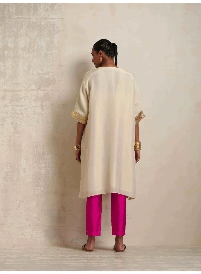 trueBrowns Ivory Tissue Kurta Co-ord Set