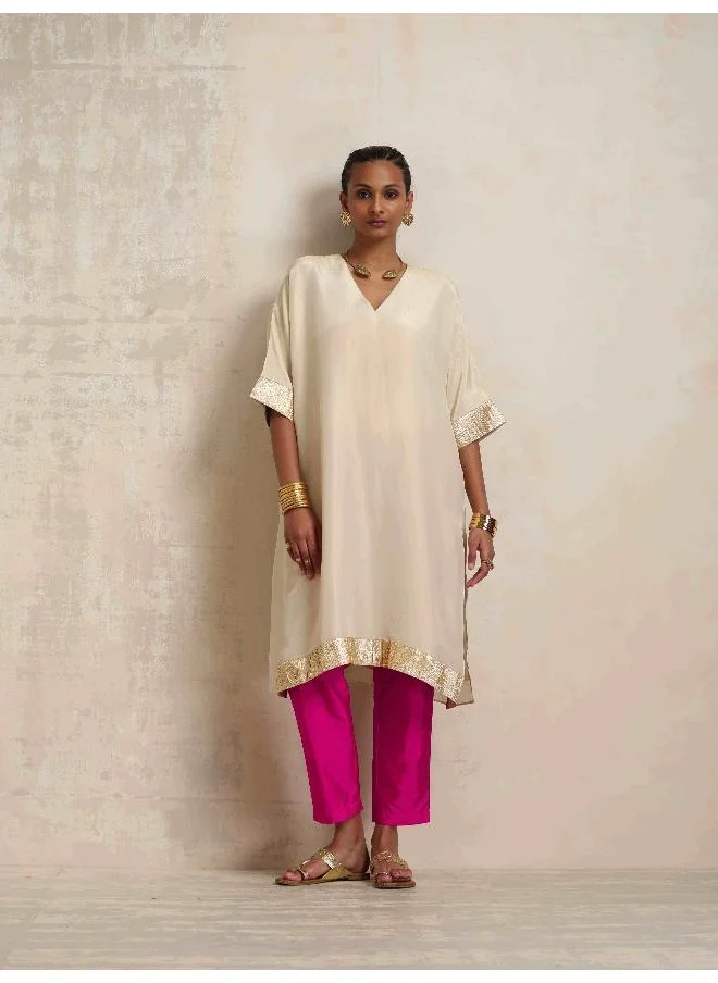 trueBrowns Ivory Tissue Kurta Co-ord Set