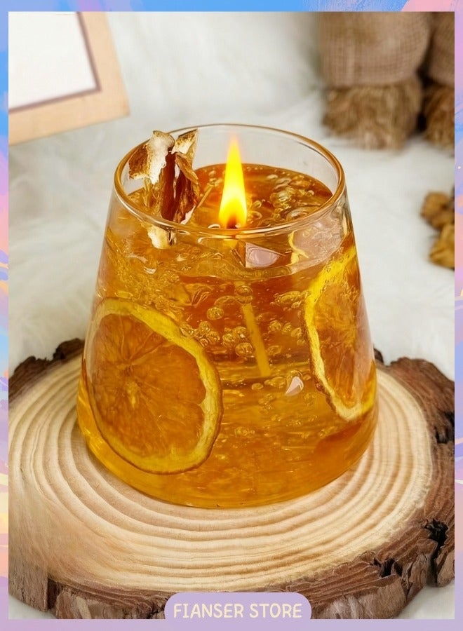 شموع مصنوعة يدويًا شاي مثلج بالبرتقال معطّرة للمنزل تدوم 15 ساعة عطر علاج عطري هدية شمع صويا طبيعي في وعاء زجاجي لتخفيف التوتر فاخرة للزفاف للحمام عيد ميلاد يوغا ذكرى سنوية