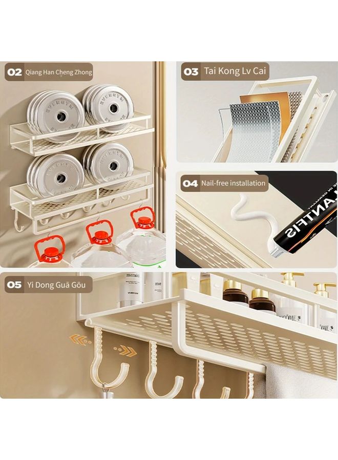 Milky White Retro Wall Shelf Non Drilled Space Saving Organizer For Bathroom Kitchen - Image 4