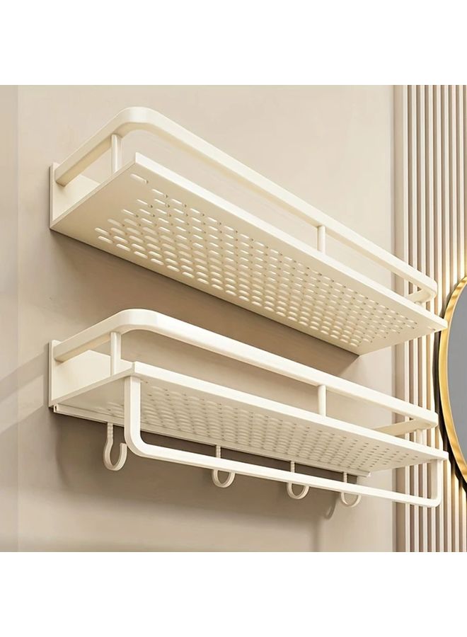 Milky White Retro Wall Shelf Non Drilled Space Saving Organizer For Bathroom Kitchen - Image 1