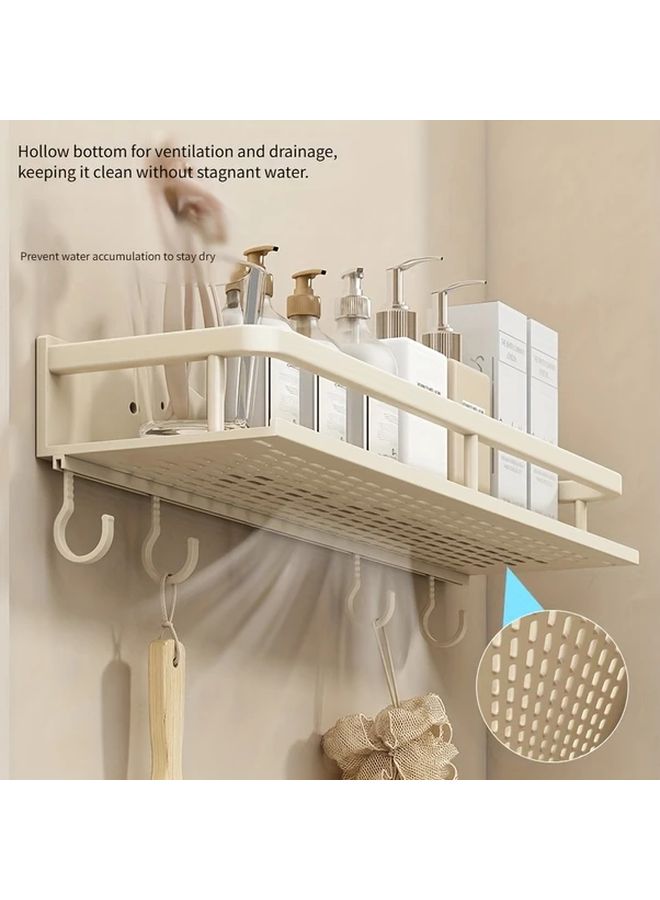 Milky White Retro Wall Shelf Non Drilled Space Saving Organizer For Bathroom Kitchen - Image 2