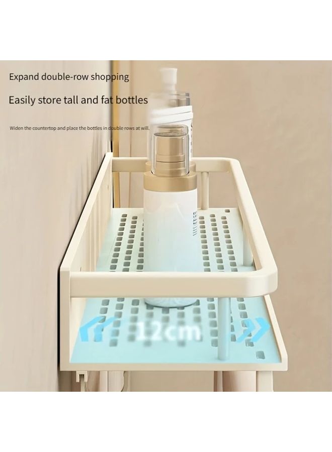 Milky White Retro Wall Shelf Non Drilled Space Saving Organizer For Bathroom Kitchen - Image 3