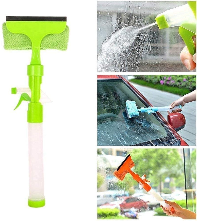 tgopit 3 in 1 Plastic Easy Glass Spray Type Cleaning Brush Wiper and Car Window Cleaner for Car Window Mirror Glass Floor Bathroom Tiles Table and Stove Color May Vary - Image 2