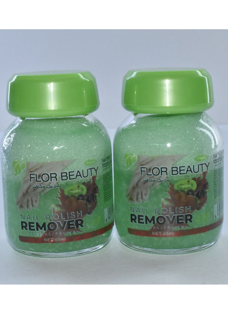 FLOR BEAUTY 2 Pieces Flor beauty Nail Polish Remover Green 65ml