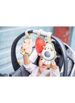 pearhead Fruit Stroller Toys Plush Corduroy Baby Travel Car Seat Toy Set Baby Hanging Interactive Toys Genderneutral Baby Travel Accessories Strawberry Avocado Watermelon Set Of 3  - Image 4