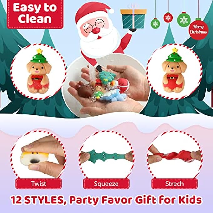 Jerify 48 Pcs Christmas Rubber Ducks Bear Penguin Dog Toys Christmas Animals Toys Stress Relief Toys Xmas Stockings Decor Christmas Party Favors Goody Filler Bags Xmas Gifts - Image 3