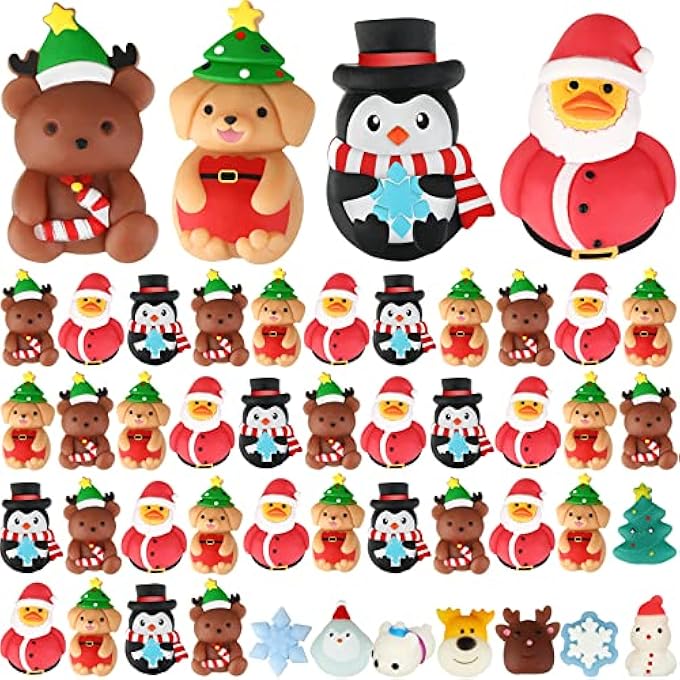 Jerify 48 Pcs Christmas Rubber Ducks Bear Penguin Dog Toys Christmas Animals Toys Stress Relief Toys Xmas Stockings Decor Christmas Party Favors Goody Filler Bags Xmas Gifts - Image 1