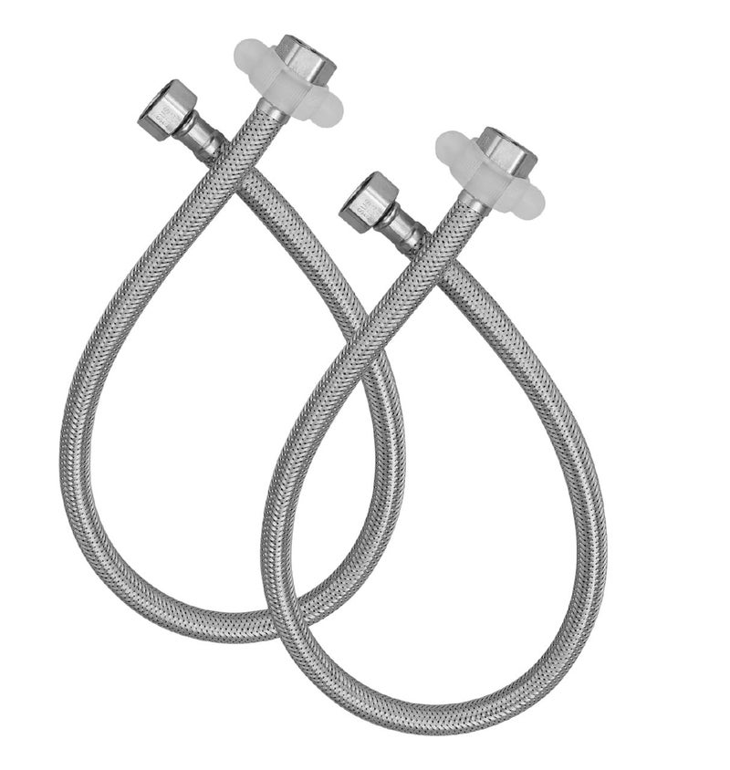 Orvos Orvos Connection Pipe 18 Inches Premium 304 Stainless Steel for Hot Cold Supply To Geysers Sinks Basins and Flush Tanks Set of 2 - Image 1