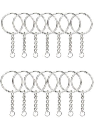 KINGFO 100PCS Split Key Ring with Chain and Jump Rings Nickel Plated Split Key Ring with Chain Silver Color Metal Split Key Chain Ring Parts with 1inch25mm Open Jump Ring and Connector - pzsku/ZACD36C171943A3E54FA2Z/45/1746723671/6575fd66-7da0-4b60-b2de-36a31b731ce6
