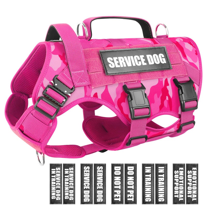 WINSEE Service Dog Vest Harness for Large Dog, Tactical Working MOLLE Vest with 10 Pet Patches, No Pull Heavy Duty Harness for Training Walking - Image 1